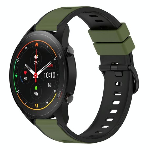 Per Xiaomi MI Watch S1 Pro 22mm Cinturino in silicone bicolore (verde militare + nero)