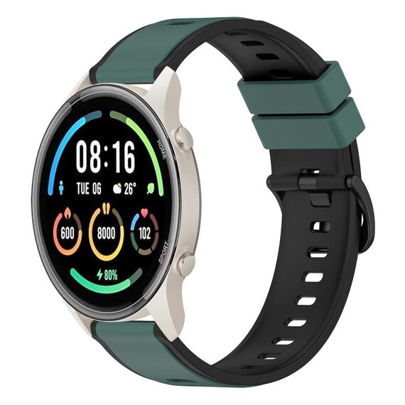 Per Xiaomi MI Watch Sport 22mm Cinturino in silicone bicolore (verde oliva + nero)