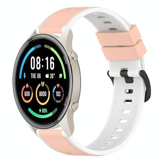 Per Xiaomi MI Watch Sport 22mm Cinturino in silicone bicolore (rosa + bianco)