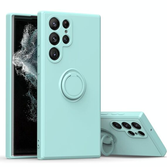 Per Samsung Galaxy S23 5G Ring Kickstand TPU Custodia per telefono in silicone (verde menta)