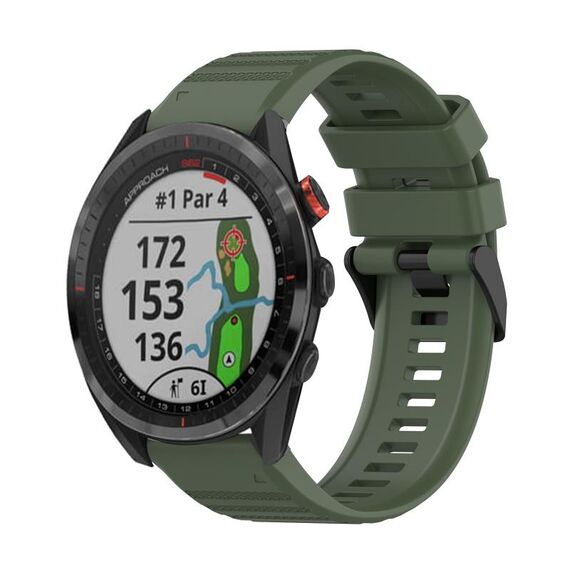 Per Garmin Approach S62 Cinturino in silicone con struttura orizzontale da 22 mm con strumento di rimozione (verde militare)