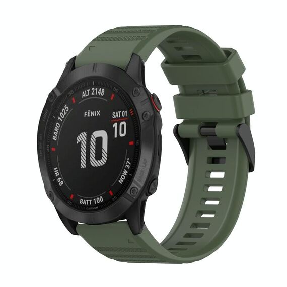 Per Garmin Fenix 6 Pro GPS Cinturino in silicone con struttura orizzontale da 22 mm con strumento di rimozione (verde militare)