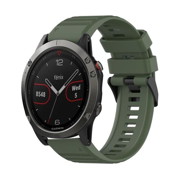 Per Garmin Fenix 5 Cinturino in silicone con struttura orizzontale da 22 mm con strumento di rimozione (verde militare)