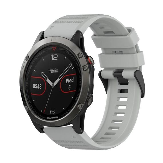 Per Garmin Fenix 5 Cinturino per orologio in silicone con struttura orizzontale da 22 mm con strumento di rimozione (grigio)