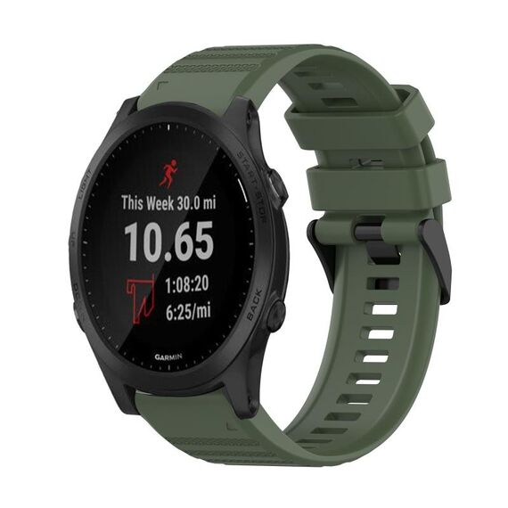 Per Garmin Forerunner 945 Cinturino in silicone con struttura orizzontale da 22 mm con strumento di rimozione (verde militare)