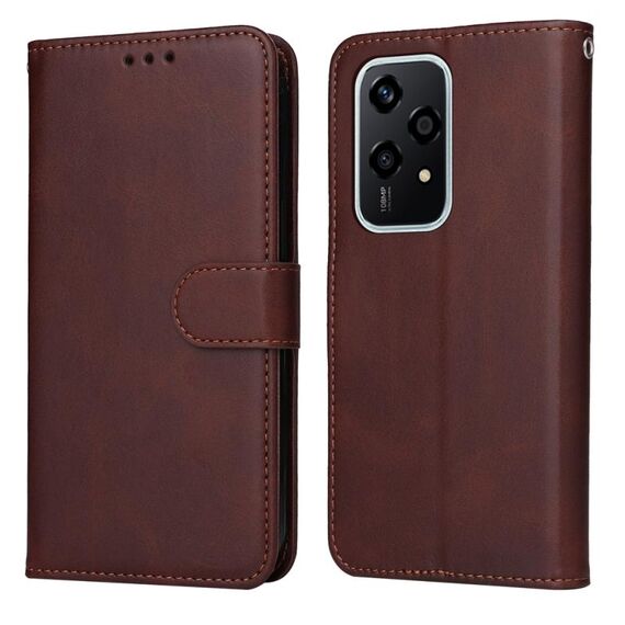 Per Honor 200 Lite 5G Custodia per cellulare in pelle flip classica con texture di vitello globale (marrone)