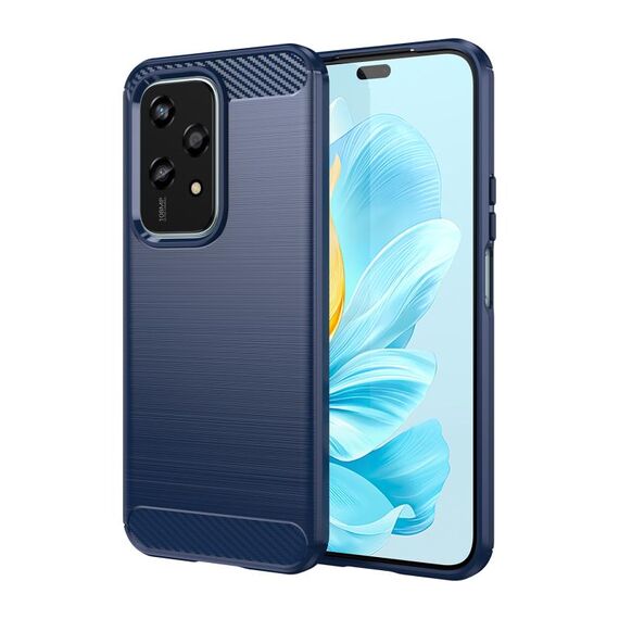 Custodia per telefono TPU in fibra di carbonio con texture spazzolata per Honor 200 Lite 5G (blu)