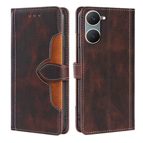 Custodia per cellulare in pelle con fibbia magnetica per vivo Y03 4G (marrone)