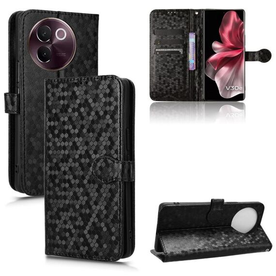 Custodia per telefono in pelle con texture a nido d'ape per vivo V30e 5G (nera)