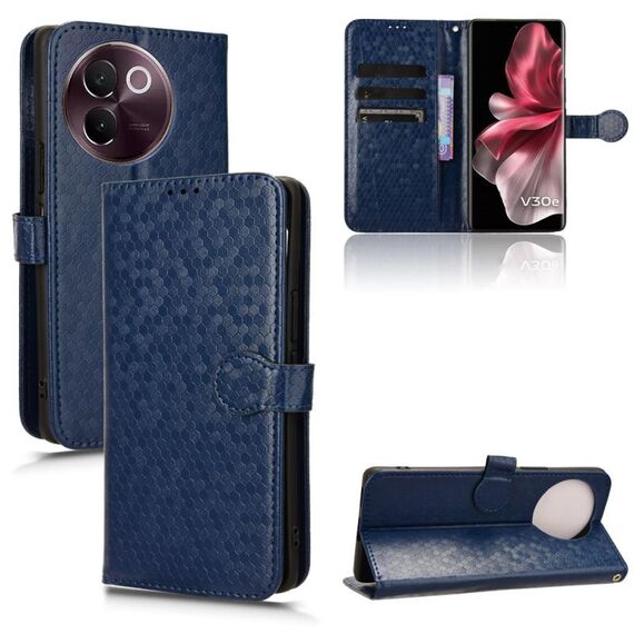 Custodia per telefono in pelle con texture a nido d'ape per vivo V30e 5G (blu)