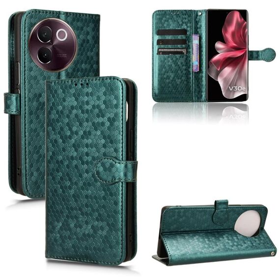 Custodia per telefono in pelle con texture a nido d'ape per vivo V30e 5G (verde)