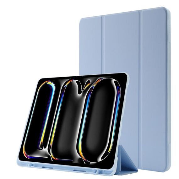Custodia per tablet ripiegabile in pelle Skin Feel per iPad Pro 13 2024 con slot per penna (azzurro)