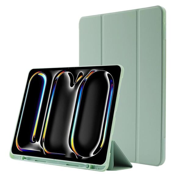 Custodia per tablet ripiegabile in pelle Skin Feel per iPad Pro 13 2024 con slot per penna (verde Matcha)