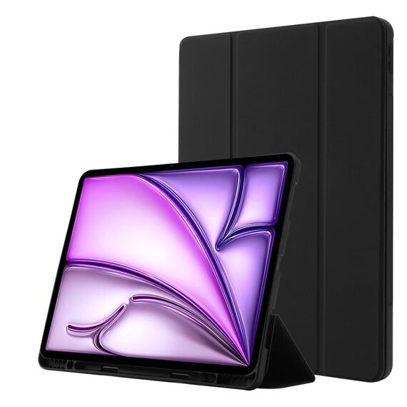 Custodia per tablet ripiegabile in pelle Skin Feel per iPad Air 13 2024 con slot per penna (nero)