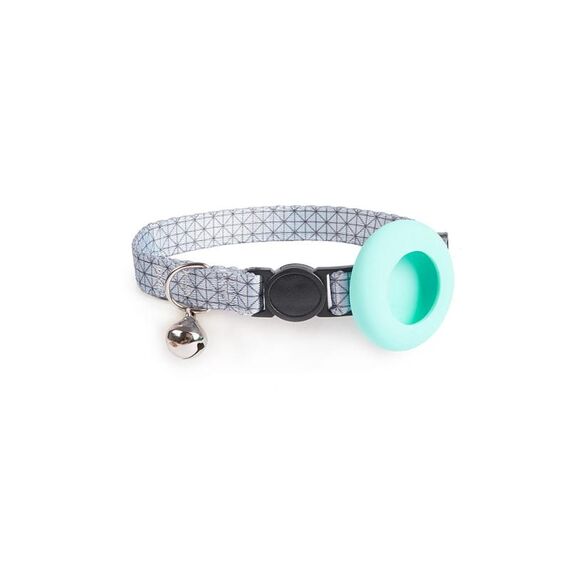 Custodia con design stampato per supporto per collare per animali AirTag con campanello e fibbia di sicurezza, stile: griglia grigia