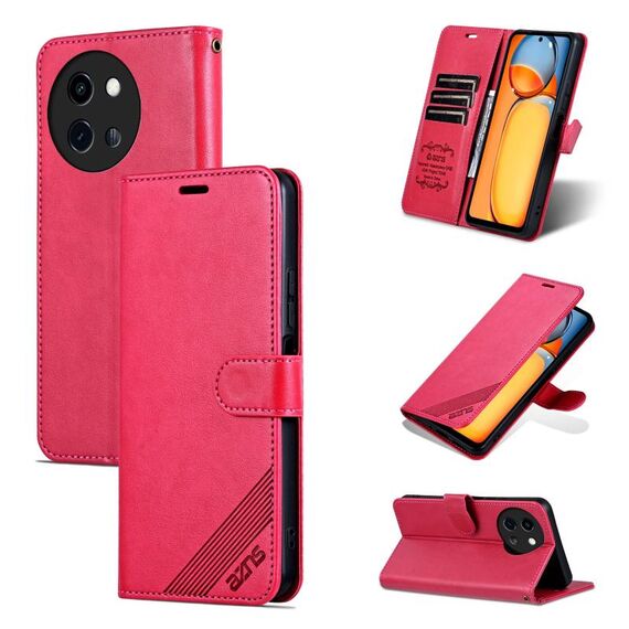 Per vivo Y200i 5G / Y38 / T3X AZNS Custodia in pelle con texture in pelle di pecora (Rosso)