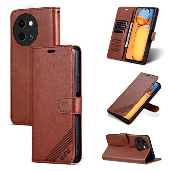 Per vivo Y200i 5G / Y38 / T3X AZNS Custodia per telefono in pelle con texture in pelle di pecora (marrone)