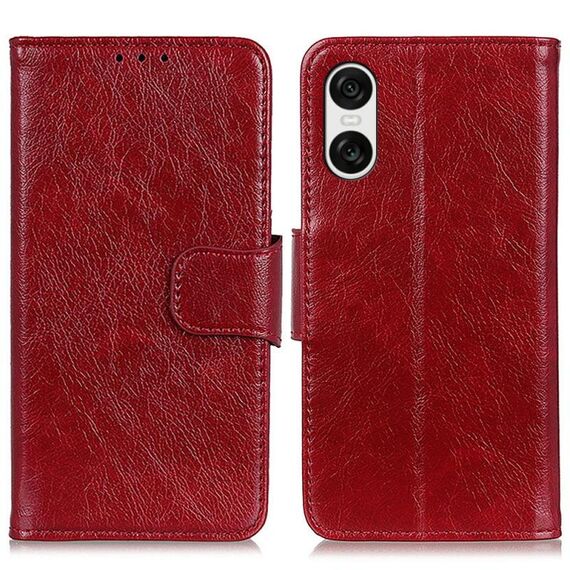 Custodia per telefono in pelle flip con texture Nappa per Sony Xperia 10 VI (rossa)