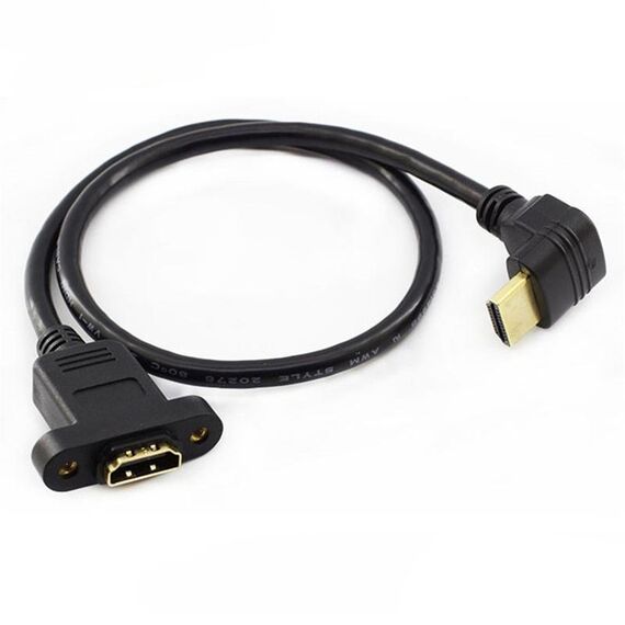 Cavo di prolunga HDTV maschio-femmina con gomito positivo con fori per viti per l'orecchio, lunghezza: 0,5 m