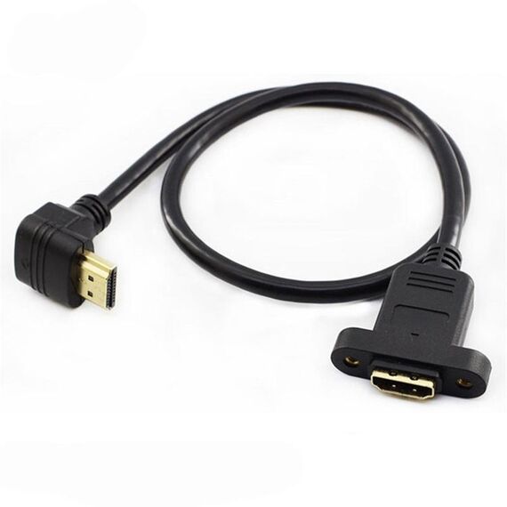 Cavo di prolunga HDTV maschio-femmina a gomito inverso con fori per viti per le orecchie, lunghezza: 0,5 m