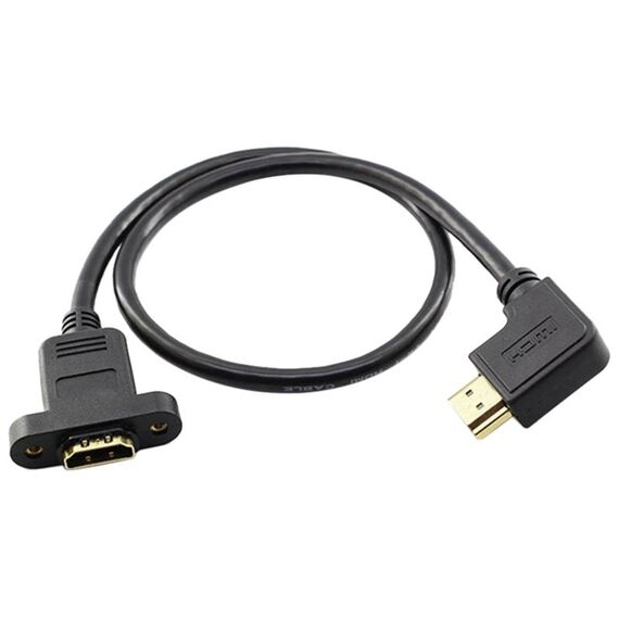 Cavo di prolunga HDTV maschio-femmina gomito sinistro con fori per viti per l'orecchio, lunghezza: 0,5 m