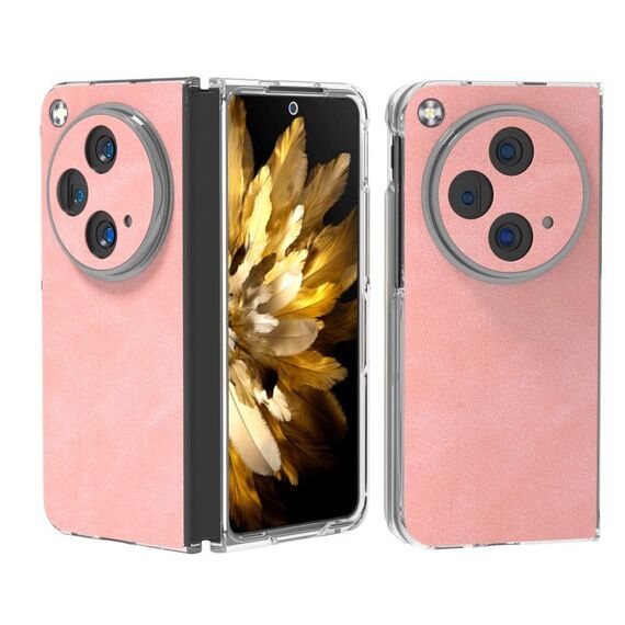 Per OPPO Find N3 Custodia in pelle PU con bordo trasparente (rosa)