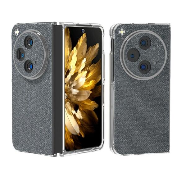 Per OPPO Find N3 Custodia per telefono antiurto con cornice trasparente Diamond a copertura totale (Nero)