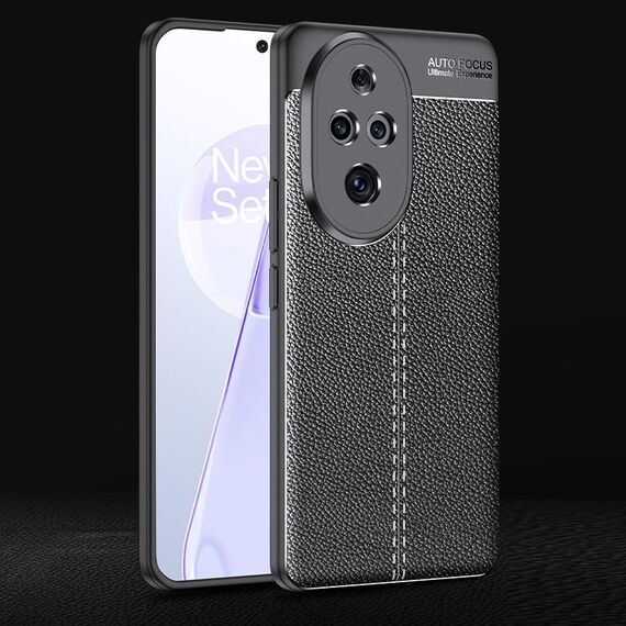 Custodia per telefono in TPU antiurto con texture Litchi per Honor 200 Pro (nera)