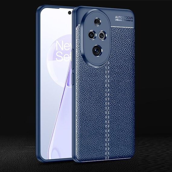 Custodia per telefono in TPU antiurto con texture Litchi per Honor 200 Pro (blu)