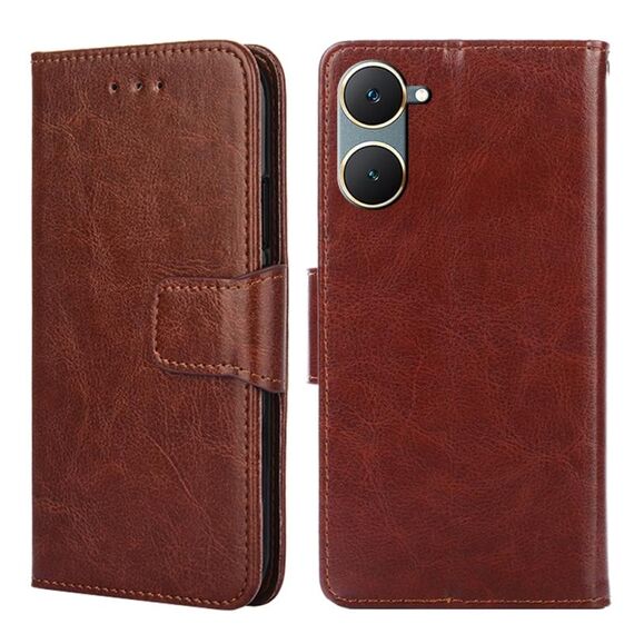 Custodia per cellulare in pelle con texture cristallo per vivo Y03 4G (marrone)