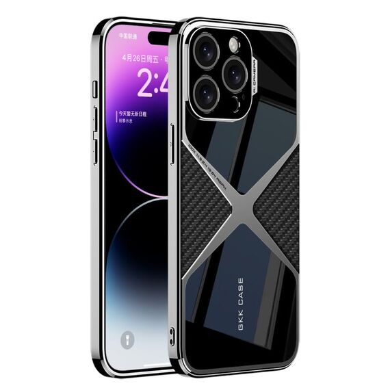 Per iPhone 14 Pro Max Custodia per telefono antiurto in pelle galvanica a velocità supersonica (fibra di carbonio)