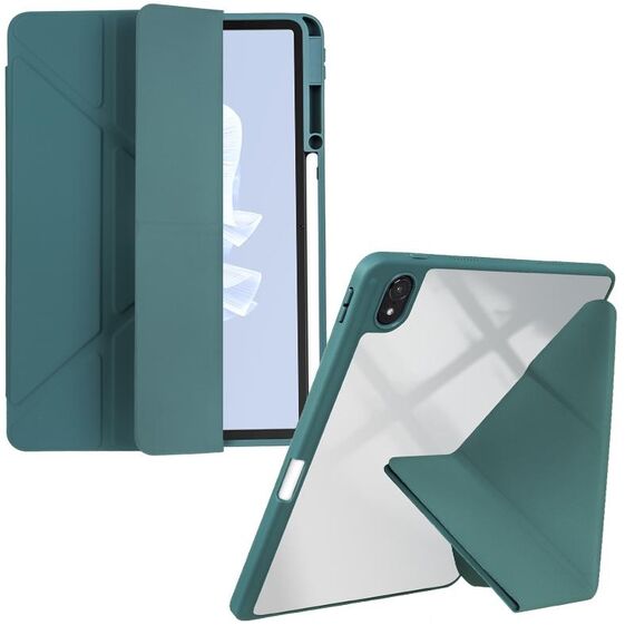 Per Huawei MatePad Air 11.5 2023 Custodia per tablet in pelle con deformazione acrilica trasparente (verde scuro)