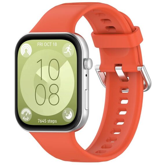 Per Huawei Watch Fit3 cinturino sportivo in silicone con fibbia argento (arancione)