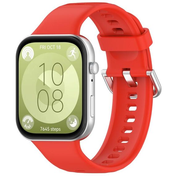 Per Huawei Watch Fit3 cinturino sportivo in silicone con fibbia argento (rosso)