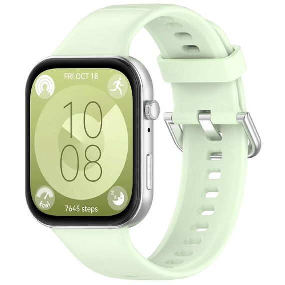 Per Huawei Watch Fit3 cinturino sportivo in silicone con fibbia argento (verde chiaro)
