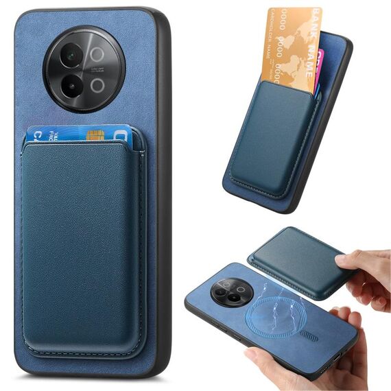 Custodia per telefono con cover posteriore in PU per vivo S18e 5G Retro Magsafe Card Bag (blu)