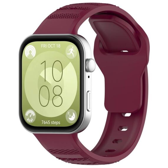 Per Huawei Watch Fit 3 cinturino sportivo in silicone con texture a pois ondulati (vino rosso)