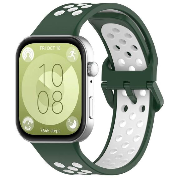 Per Huawei Watch Fit 3 cinturino sportivo in silicone bicolore (verde + bianco)