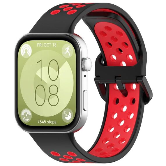 Per Huawei Watch Fit 3 cinturino sportivo in silicone bicolore (nero + rosso)