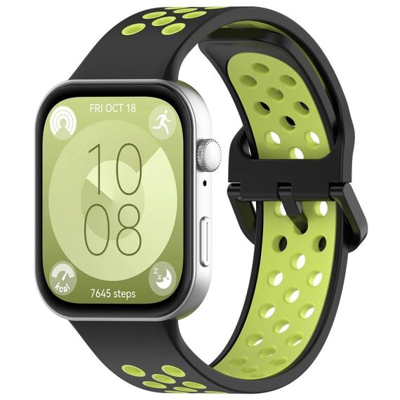 Per Huawei Watch Fit 3 cinturino sportivo in silicone bicolore (nero + verde)