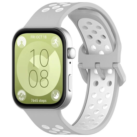 Per Huawei Watch Fit 3 cinturino sportivo in silicone bicolore (grigio + bianco)