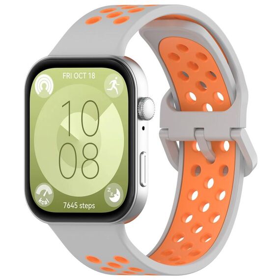 Per Huawei Watch Fit 3 cinturino sportivo in silicone bicolore (grigio + arancione)