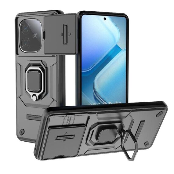Per vivo iQOO Z9 Turbo 5G Custodia scorrevole Camshield TPU + PC antiurto con supporto (nero)