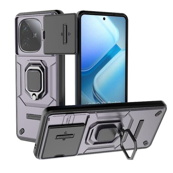 Per vivo iQOO Z9 Turbo 5G scorrevole Camshield TPU + custodia per telefono antiurto per PC con supporto (viola)