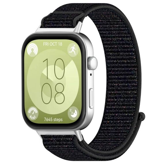 Per Huawei Watch Fit3 cinturino in nylon con gancio e chiusura ad anello (nero ufficiale)