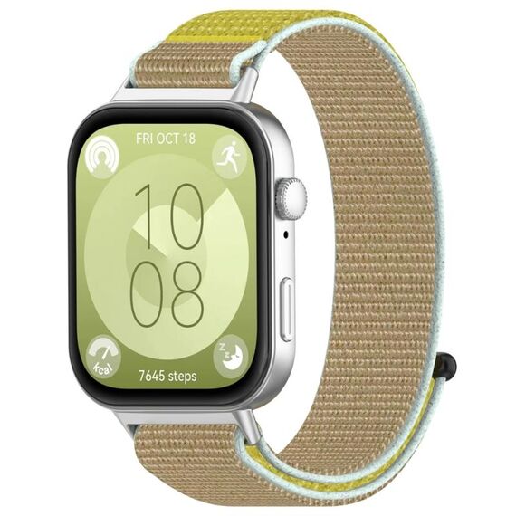 Per Huawei Watch Fit3 cinturino in nylon con gancio e chiusura ad anello (cammello)