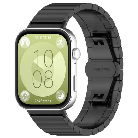 Per Huawei Watch Fit3 cinturino in acciaio inossidabile con perline (nero)