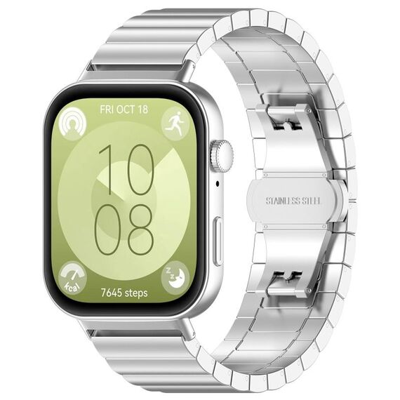 Per Huawei Watch Fit3 cinturino in acciaio inossidabile con perlina (argento)