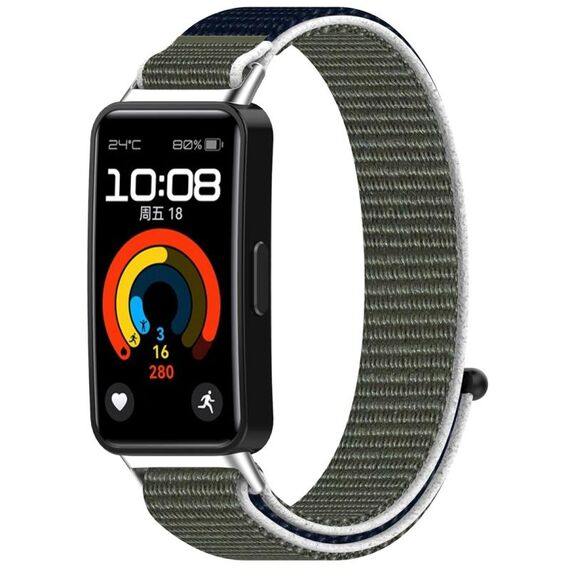Per Huawei Band 9/9 NFC / 8/8 NFC cinturino in nylon con gancio e chiusura ad anello (grigio blu)