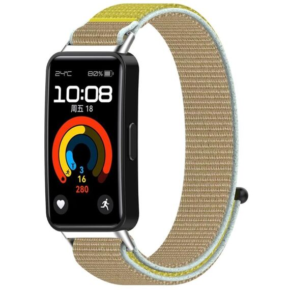 Per Huawei Band 9/9 NFC / 8/8 NFC Cinturino in nylon con gancio e chiusura ad anello (Cammello)